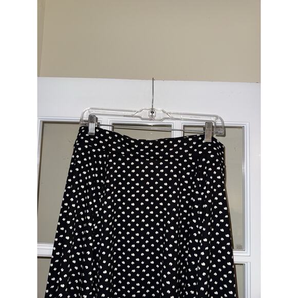 Lands End Women’s Black White Dot Skirt Elastic Waist A Line Knee Length Large - Picture 2 of 4